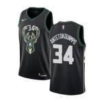 Women's Nike Milwaukee Bucks #34 Giannis Antetokounmpo Swingman Black Alternate NBA Jersey - Statement Edition