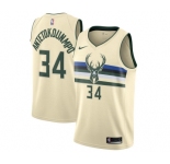 Women's Nike Milwaukee Bucks #34 Giannis Antetokounmpo Swingman Cream NBA Jersey - City Edition