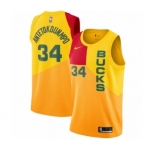 Women's Nike Milwaukee Bucks #34 Giannis Antetokounmpo Swingman Yellow NBA Jersey - City Edition