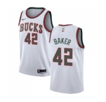 Women's Nike Milwaukee Bucks #42 Vin Baker Swingman White Fashion Hardwood Classics NBA Jersey