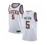Women's Nike Milwaukee Bucks #5 D. J. Wilson Swingman White Fashion Hardwood Classics NBA Jersey