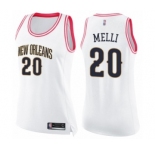Women's New Orleans Pelicans #20 Nicolo Melli Swingman White Pink Fashion Basketball Jersey