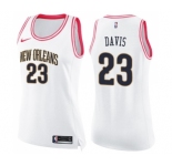 Women's Nike New Orleans Pelicans #23 Anthony Davis Swingman White Pink Fashion NBA Jersey