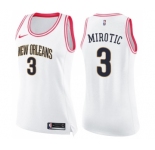 Women's Nike New Orleans Pelicans #3 Nikola Mirotic Swingman White Pink Fashion NBA Jersey