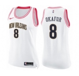 Women's Nike New Orleans Pelicans #8 Jahlil Okafor Swingman White Pink Fashion NBA Jersey