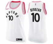 Women's Nike Toronto Raptors #10 DeMar DeRozan Swingman White Pink Fashion NBA Jersey