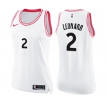 Women's Nike Toronto Raptors #2 Kawhi Leonard Swingman White Pink Fashion NBA Jersey
