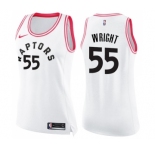Women's Nike Toronto Raptors #55 Delon Wright Swingman White Pink Fashion NBA Jersey