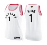 Women's Toronto Raptors #1 Patrick McCaw Swingman White Pink Fashion 2019 Basketball Finals Bound Jersey