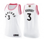 Women's Toronto Raptors #3 OG Anunoby Swingman White Pink Fashion 2019 Basketball Finals Bound Jersey