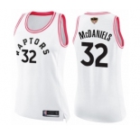 Women's Toronto Raptors #32 KJ McDaniels Swingman White Pink Fashion 2019 Basketball Finals Bound Jersey