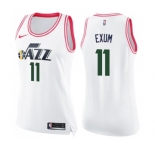 Women's Nike Utah Jazz #11 Dante Exum Swingman White Pink Fashion NBA Jersey