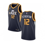 Women's Nike Utah Jazz #12 John Stockton Swingman Navy Blue Road NBA Jersey - Icon Edition