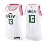 Women's Nike Utah Jazz #13 Tony Bradley Swingman White Pink Fashion NBA Jersey