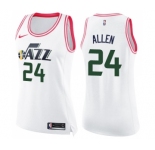 Women's Nike Utah Jazz #24 Grayson Allen Swingman White Pink Fashion NBA Jersey