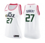Women's Nike Utah Jazz #27 Rudy Gobert Swingman White Pink Fashion NBA Jersey