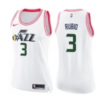 Women's Nike Utah Jazz #3 Ricky Rubio Swingman White Pink Fashion NBA Jersey