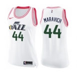 Women's Nike Utah Jazz #44 Pete Maravich Swingman White Pink Fashion NBA Jersey