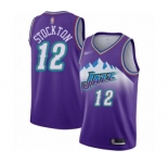 Women's Utah Jazz #12 John Stockton Swingman Purple Hardwood Classics Basketball Jersey