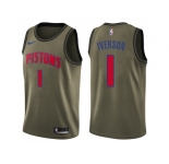 Men Nike Detroit Pistons #1 Allen Iverson Green Salute to Service NBA Swingman Jersey