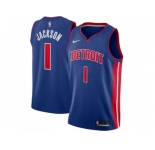 Men Nike Detroit Pistons #1 Reggie Jackson Blue Stitched NBA Swingman Jersey