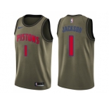 Men Nike Detroit Pistons #1 Reggie Jackson Green Salute to Service NBA Swingman Jersey