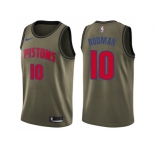 Men Nike Detroit Pistons #10 Dennis Rodma Green Salute to Service NBA Swingman Jersey
