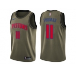 Men Nike Detroit Pistons #11 Isiah Thomas Green Salute to Service NBA Swingman Jersey