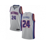 Men Nike Detroit Pistons #24 Mateen Cleaves Authentic Silver NBA Jersey Statement Edition