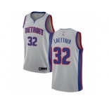 Men Nike Detroit Pistons #32 Christian Laettner Authentic Silver NBA Jersey Statement Edition