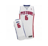 Men's Adidas Detroit Pistons #6 Terry Mills Authentic White Home NBA Jersey