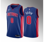 Men's Detroit Pistons #0 Jalen Duren 2022 Draft Blue Basketball Stitched Jersey