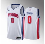 Men's Detroit Pistons #0 Jalen Duren 2022 Draft White Basketball Stitched Jersey