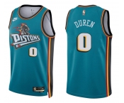 Men's Detroit Pistons #0 Jalen Duren Teal Stitched Basketball Jersey