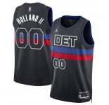 Men's Detroit Pistons #00 Ron Holland II Black 2024 Statement Edition Stitched Basketball Jersey