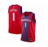 Men's Detroit Pistons #1 Reggie Jackson Swingman Red Basketball Jersey 2019-20 City Edition