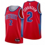 Men's Detroit Pistons #2 Cade Cunningham 75th Anniversary Red Stitched Basketball Jersey