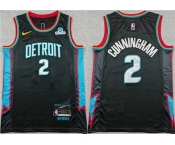 Men's Detroit Pistons #2 Cade Cunningham Black 2025-26 City Edition Stitched Basketball Jersey