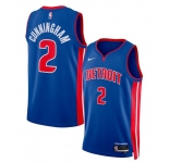 Men's Detroit Pistons #2 Cade Cunningham Blue 2024 Icon Edition Stitched Baseball Jersey