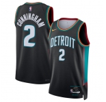 Men's Detroit Pistons #2 Cade Cunningham Cade Cunningham Black 2025-26 City Edition Stitched Basketball Jersey
