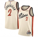 Men's Detroit Pistons #2 Cade Cunningham Cream 2024-25 City Edition Stitched Basketball Jersey