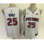 Men's Detroit Pistons #25 Derrick Rose New White 2019 Nike Swingman Stitched NBA Jersey With The Sponsor Logo