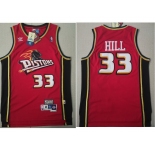 Men's Detroit Pistons #33 Grant Hill Swingman Red Throwback Adidas Jersey