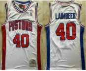 Men's Detroit Pistons #40 Bill Laimbeer White 1988-89 Stitched Jersey