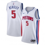 Men's Detroit Pistons #5 Malik Beasley White 2024 Association Edition Stitched Jersey