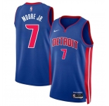 Men's Detroit Pistons #7 Wendell Moore Jr Blue 2024 Icon Edition Stitched Jersey