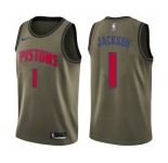 Men's Nike Detroit Pistons #1 Reggie Jackson Swingman Green Salute to Service NBA Jersey