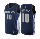 Men's Nike Detroit Pistons #10 Dennis Rodman Authentic Navy Blue NBA Jersey - City Edition
