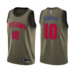 Men's Nike Detroit Pistons #10 Dennis Rodman Swingman Green Salute to Service NBA Jersey