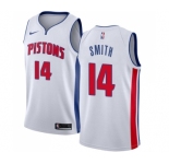 Men's Nike Detroit Pistons #14 Ish Smith Swingman White Home NBA Jersey - Association Edition
